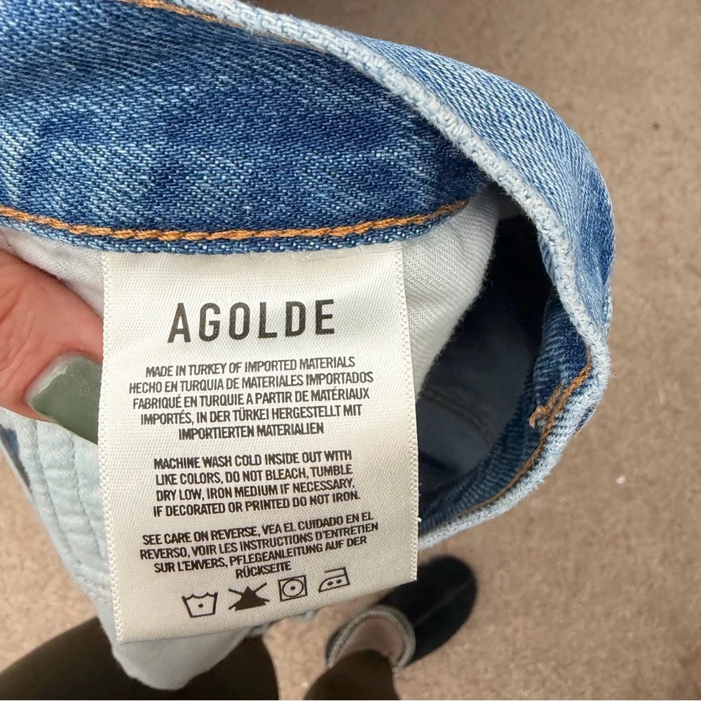 Agolde Frayed Parker Hem Blue Jean Shorts Size 31 - Picture 7 of 9